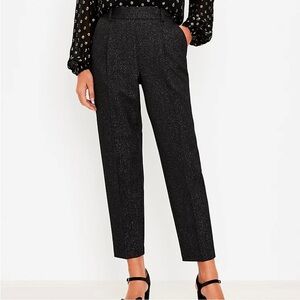 NWOT LOFT Pull On Tapered Pants In Black Shimmer L